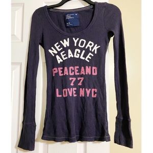 ✨American Eagle Navy Blue L/S shirt -EUC Y2K